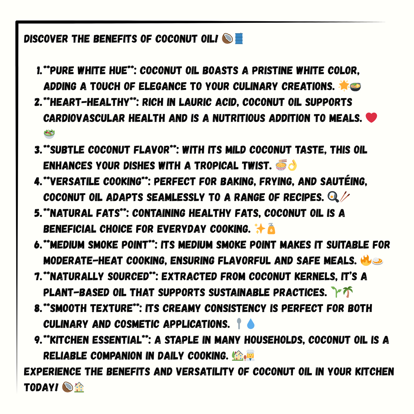 COCONUT OIL (Cold Pressed)