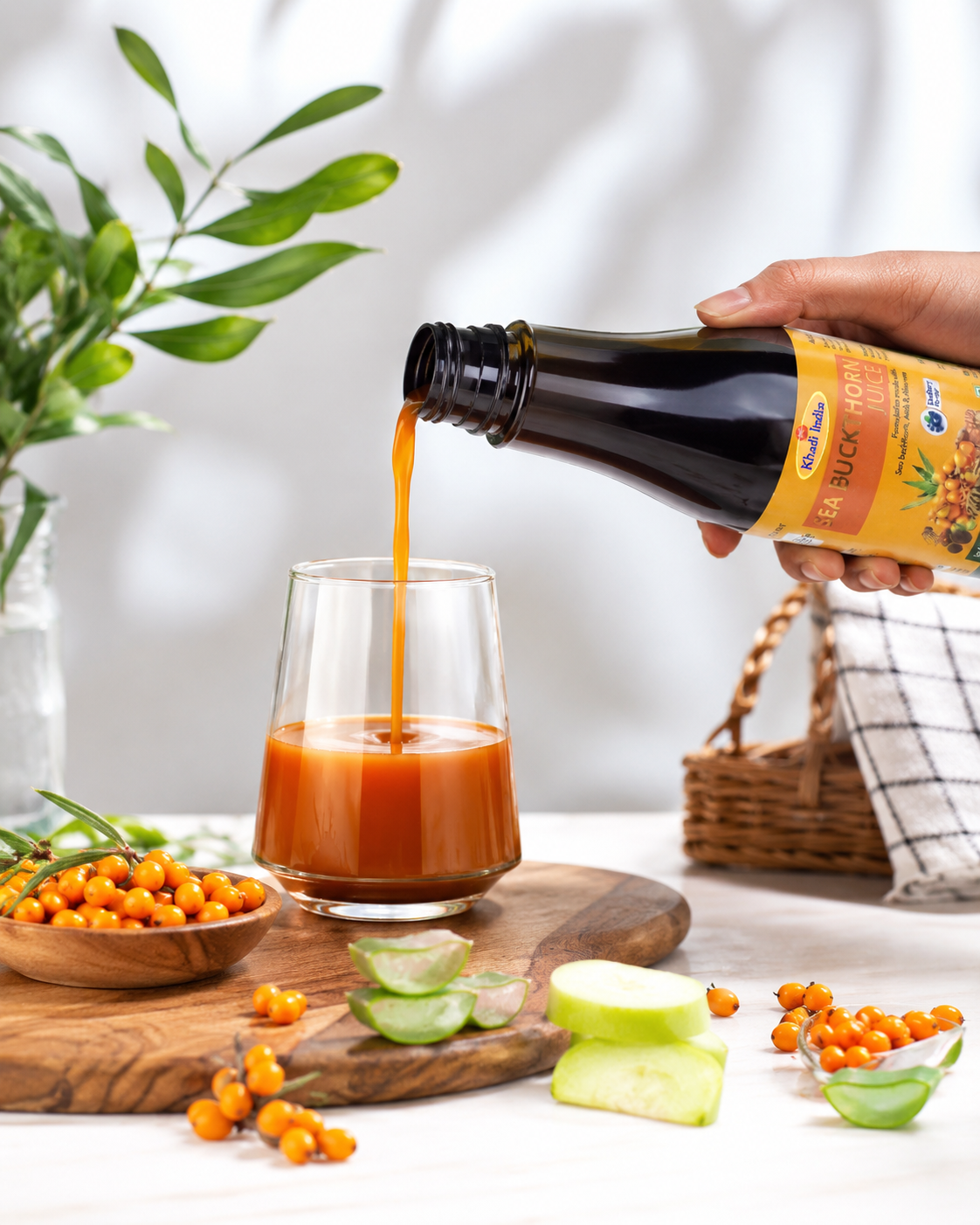 ANCIENT FLAVOURS |  Pure Sea Buckthorn Juice in a convenient 500ml bottle. Rich in natural vitamins, minerals, and antioxidants, this golden juice supports immunity and overall wellness.